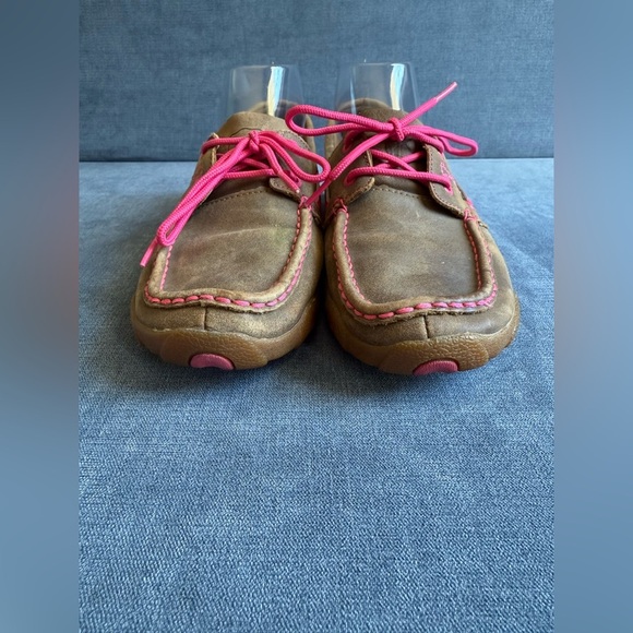 Twisted X Slip On Driving Moccasin Women’s SZ 8.5 M Brown Pink Breast Cancer - Picture 3 of 9
